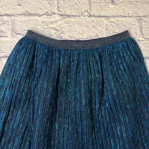 Metallic Blue Shimmer Midi Party Skirt Pull On Style - Girls Size XL 14-16 - Picture 2 of 12